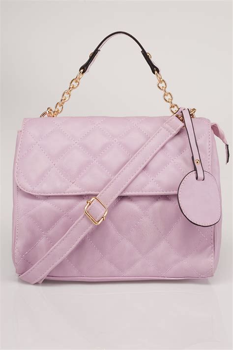 quilted lilac crossbody handbag.